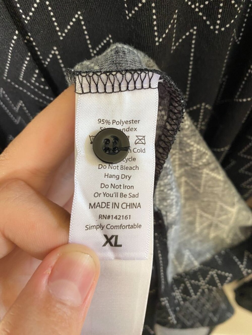 LuLaRoe Womens Ellie Geometric Print Collared Shirt Dress Waist Tie XL Black NEW - Picture 5 of 7
